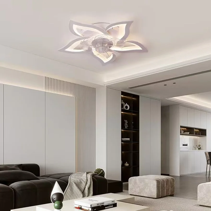 Modern ceiling fan with remote control LED light intelligent mute suitable for bedroom, living room, home decoration