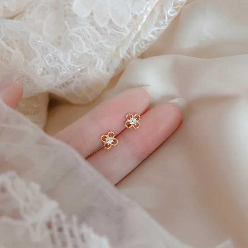 Multiple Style Earrings for Women Mini Zircon Candy Sweet Stud Ear Girls Flower Hypoallergenic Piercing Jewelry Fashion Gifts