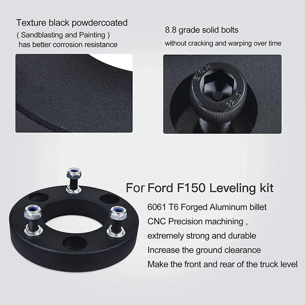자동차 전면 레벨링 리프트 키트, 고강도 교체 포드 F150 2WD 4WD 링컨 마크 LT 자동차 리프트 키트, 메탈 블랙, 1.5 인치, 2/2 인치
