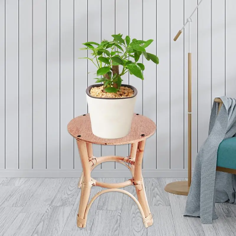 Durável Natural Rattan Planta Flower Pot Rack, Indoor Flower Holder, Rústico Prateleira, Varanda Flower Stand, Mão-tecido