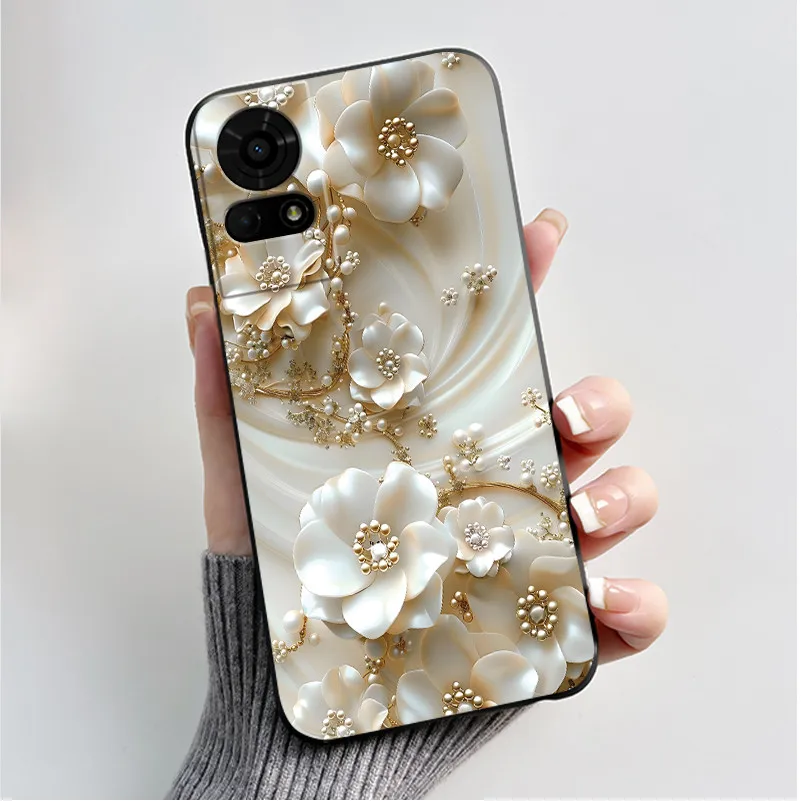 Luxury Butterfly Flowers Black Shockproof Soft Silicone Bumper Phone Case