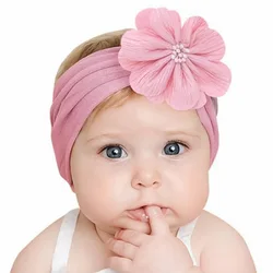 Baby Headbands Newborn Soft Nylon Kids Headwear Child Elastic Flower Solid Headwear Baby Girl Hair Accessories