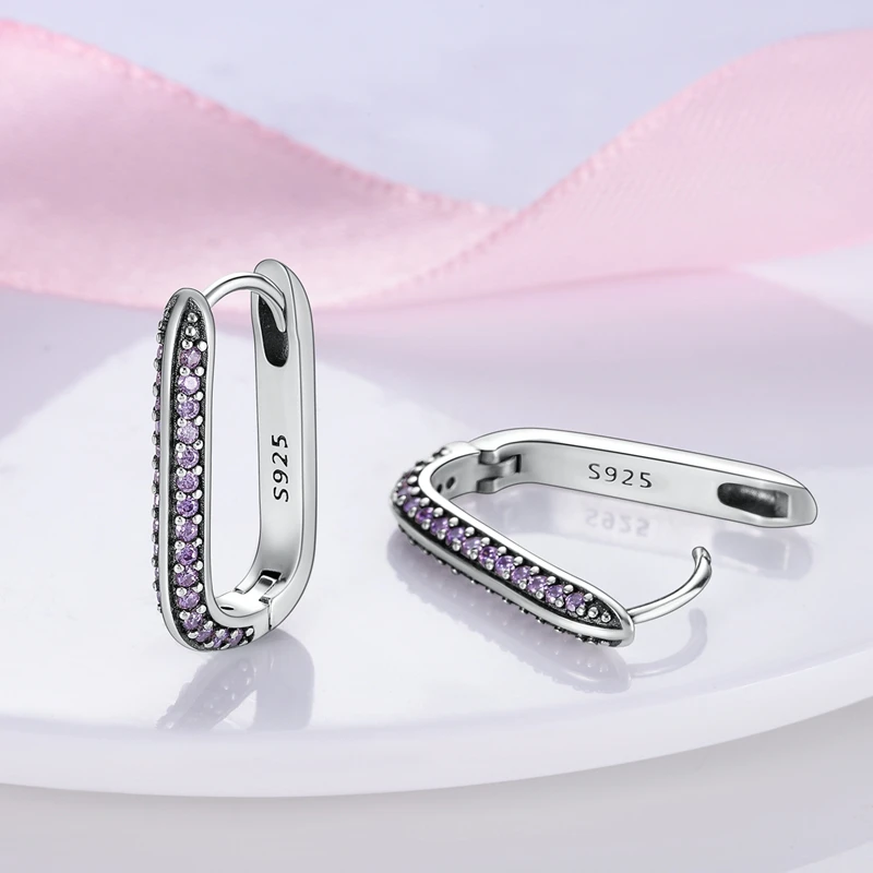 Hot Classic Original 925 Sterling Silver Earrings Colorful Circle Hoop Earrings For Women Party Wedding Engagement Jewelry Gift