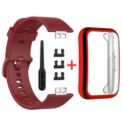 Multicolor Silicone Watch Strap with Protective Case - Premium Replacement Band Accessories (4 wine red)