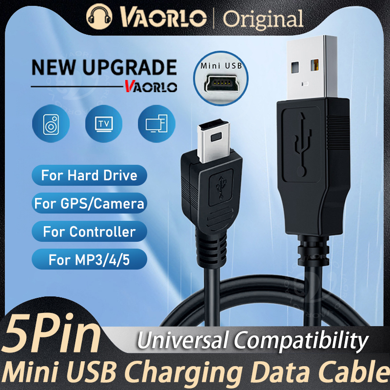 VAORLO 0.8M USB Cable 2.0A Male to Mini B 5 Pin 5P T Port MiniUSB for Devices MP3 MP4 Camera Mobile Phone Hard Disk Computer