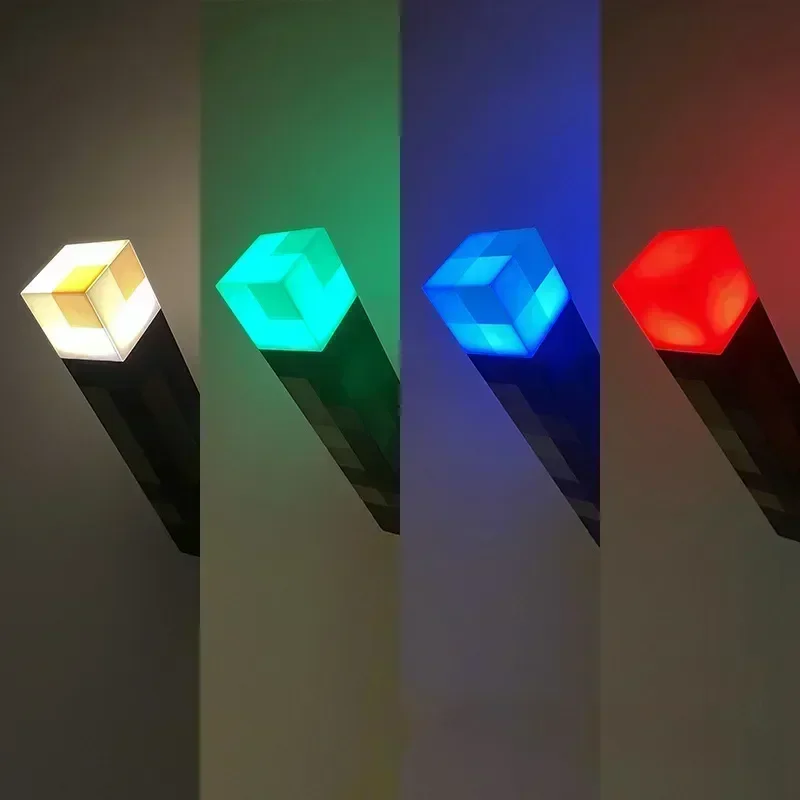 Description Picture 5 of itemFlashlight Variable 4-color Minecraft Brown Stone Bedroom Decoration Light LED Night Light USB Buckle Charging Children's Gift
