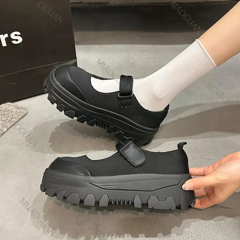 High Quality Fashion Retro Thick Bottom Mary Jane Shoes Chunky High Heeled Shallow Mouth Single Shoe Platform Sneakers for Women - Image 3