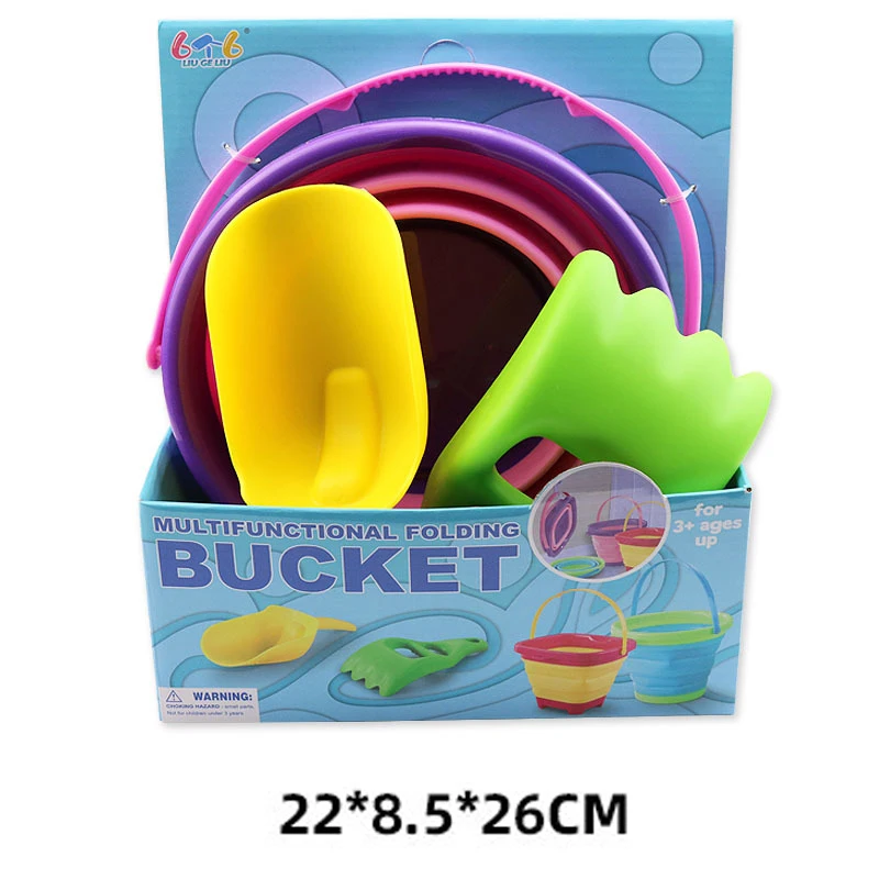 Children Beach Bucket Foldable Sand Toy Portable Play Summer Beach Water Game Telescopic Bucket Kids Toys Multi Purpose Storage 6