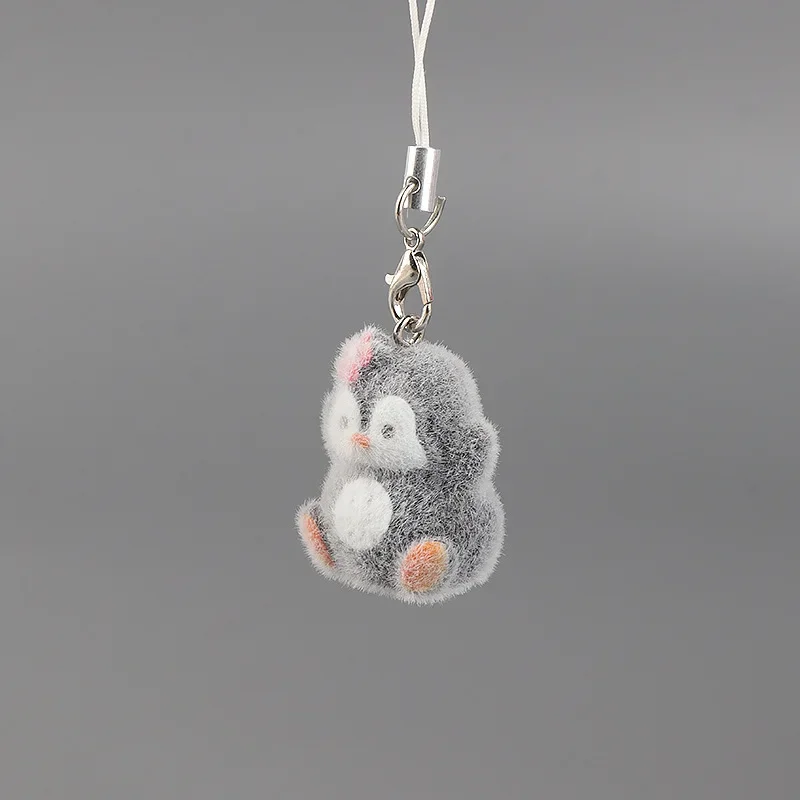 Cute Penguin Keychains Flocking Resin Penguin Pendant Keyring for Bag Pendant Mobile Phone Lanyard Accessories Daily Key 장식