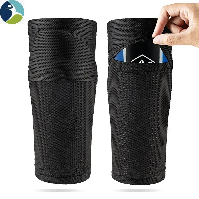 Soccer Shin Guards Calf Compression Sleeves 1 Pair Football Shin Guard with Pocket Compression Calf Sleeve Sports Socks Soccer Leg Support Protector for Adult Teen Children