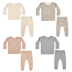 Ensemble pyjama à manches longues pour bébé fille et garçon, haut + pantalon à imprimé Modal, tenue de maison pour nouveau nés, à la mode, printemps 2022 
