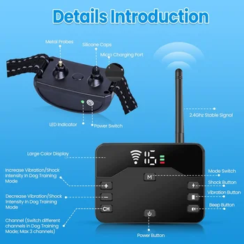 Wireless Dog Fence, Electric Fence for 2 Dogs Shocks Training Collar Remote 2-in-1,Wireless Pet Containment System with Adj 5