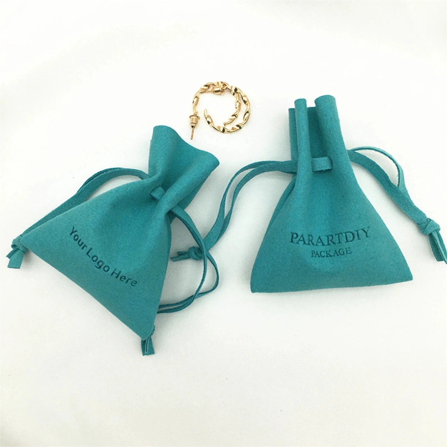 50Pcs Custom Color Logo Drawstring Bags,Jewelry, Necklace,Packaging Bags,Green Microfiber,Wedding,Tourism, Party, Hangover Bags