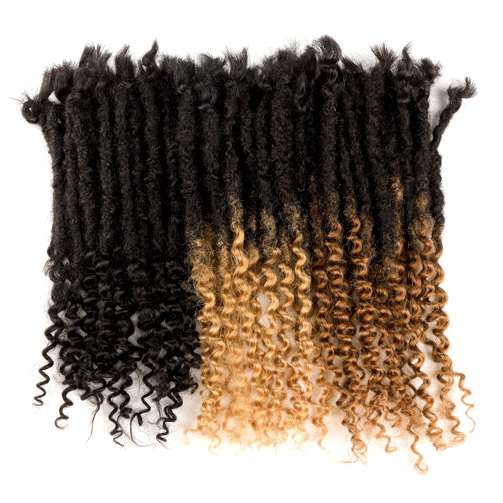 Soft Human Hair Dreadlocks Extensions Curly In the End Freego Blonde Hair Full Head Handmade 70Strans