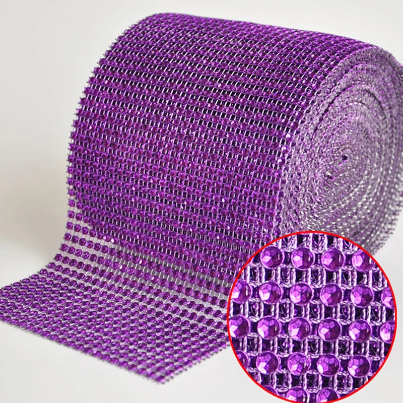 10-Yard Rhinestone Mesh Trim with 24 Rows for DIY Wedding and Party Decoration