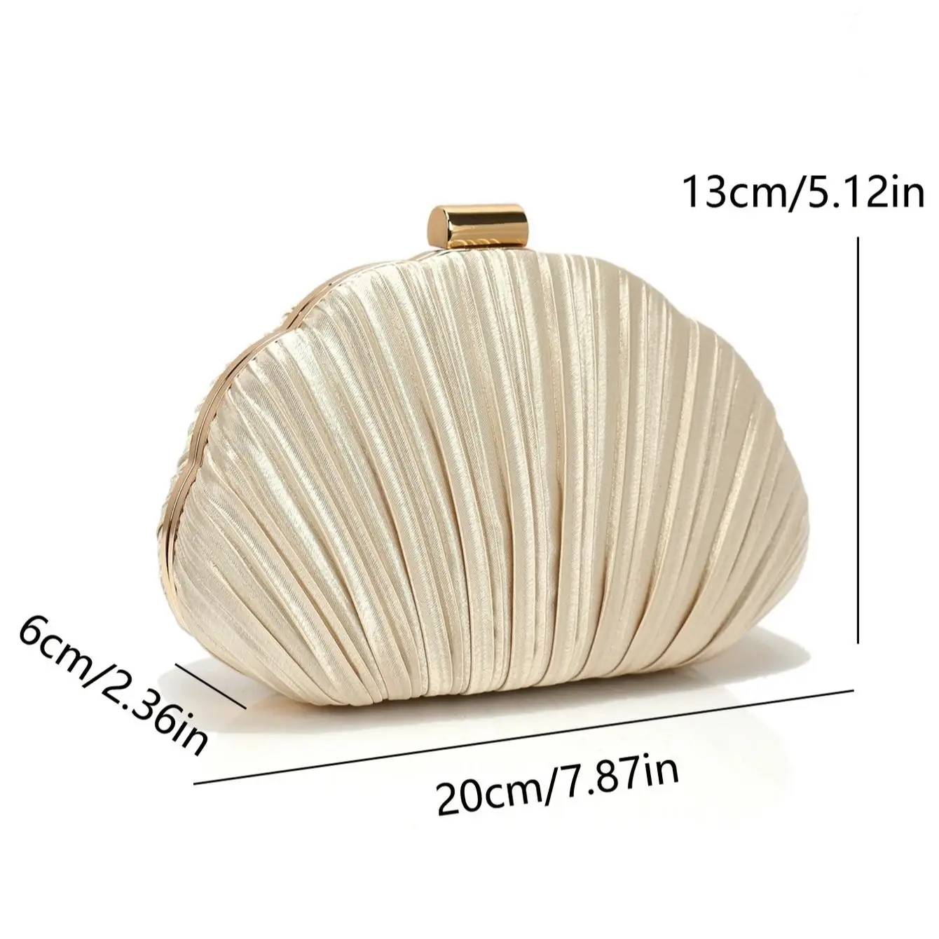 Apricot Glitter Satin Clutch Bag With Shoulder Chain For Women