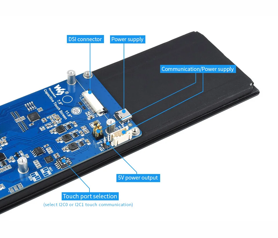 Waveshare DSI  ̵ LCD  ġ ũ,   4B, 3B + IPS ÷̿, 320  1480, 11.9 ġ, 7.9 ġ