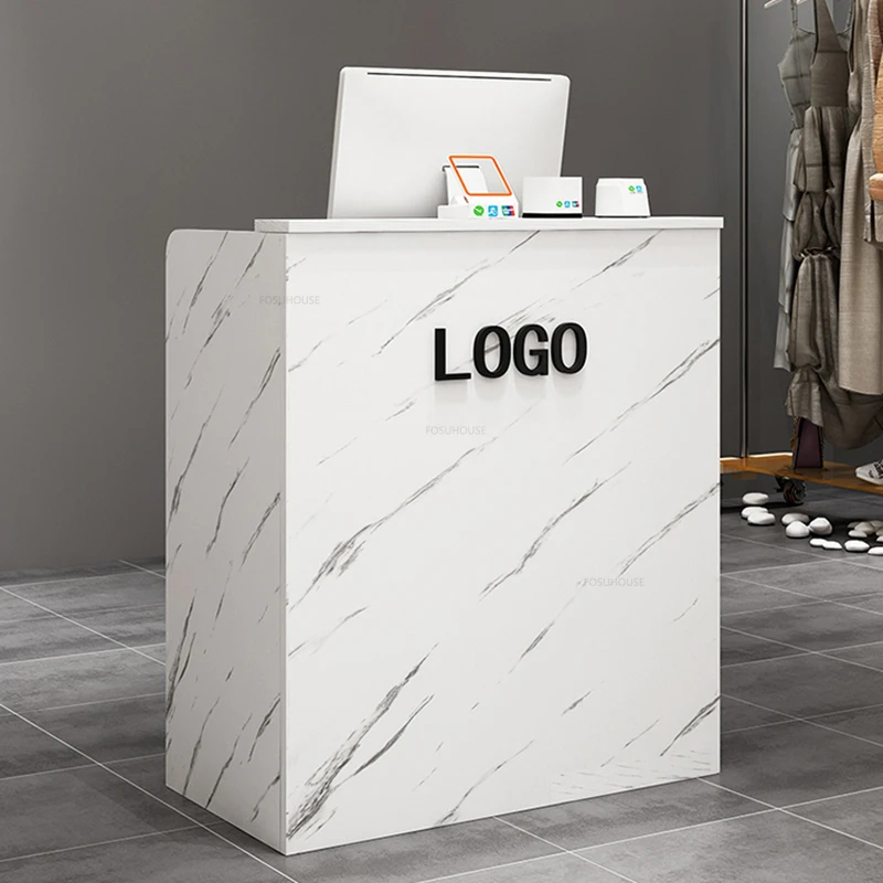 Beauty Salon Marbling Reception Desks Retro Cashier Counter with Drawer Simple Shop Bar Front Desk Table Nordic Office Furniture