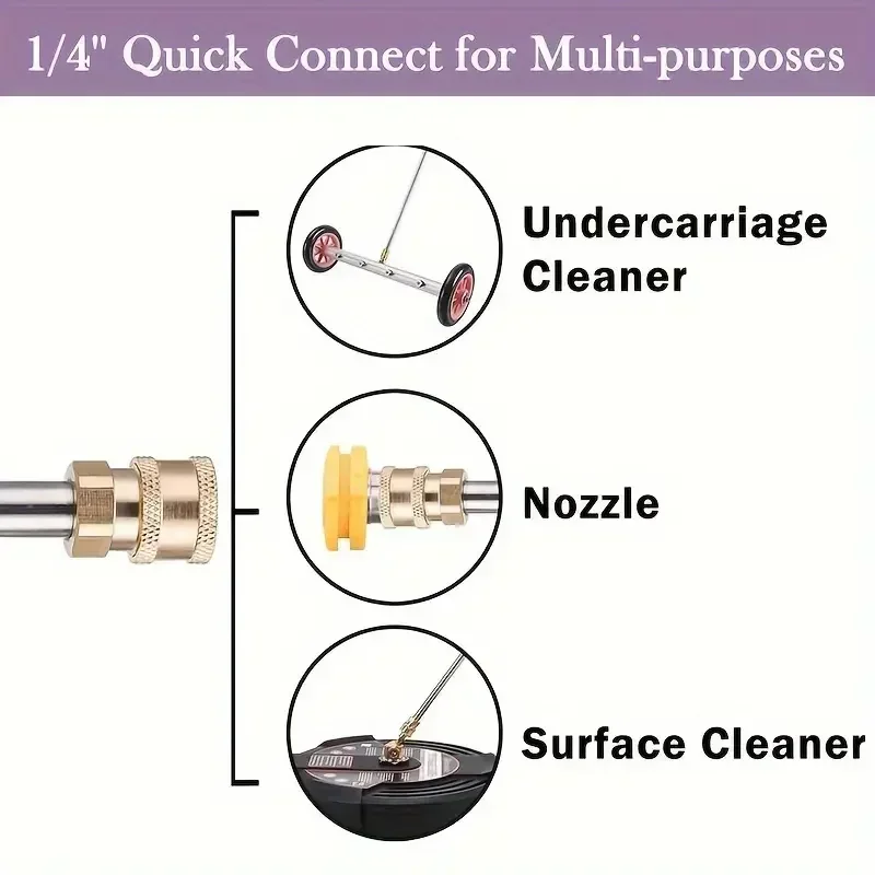 40cm 스테인리스 스틸 고압 물총 연장봉 1/4인치 암수 퀵 커넥트 플러그 - 헤비 듀티 청소 도구