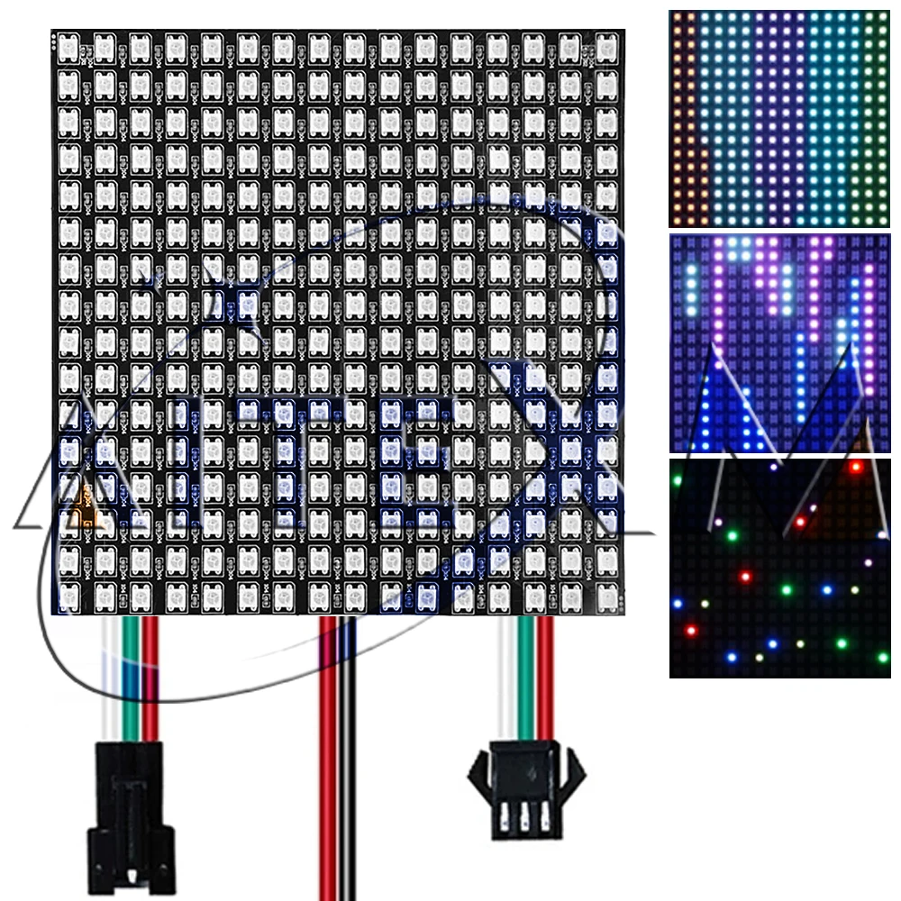 

WS2812B WS2812 LED Panel Digital Flexible Matrix 16*16 256 Pixels Individually Addressable DC5V 5050 RGB Full Dream Color UW