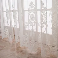 1PC Nordic Window Screen Finished Product Living Room Bedroom Bay Window White European Embroidered Curtain Screen 2