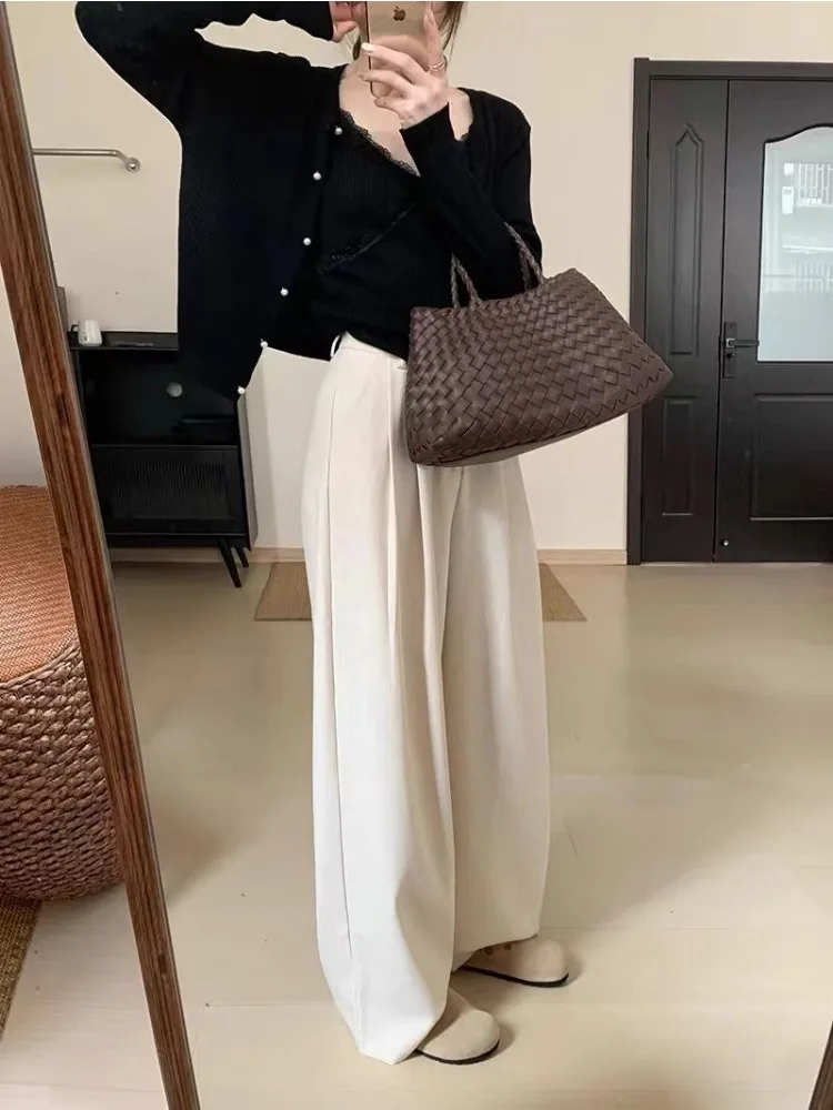 HOUZHOU Korean Fashion Youthful Woman Suit Pants Baggy Japanese Harajuku Female Trousers High Shot Vintage Office Ladies Slacks