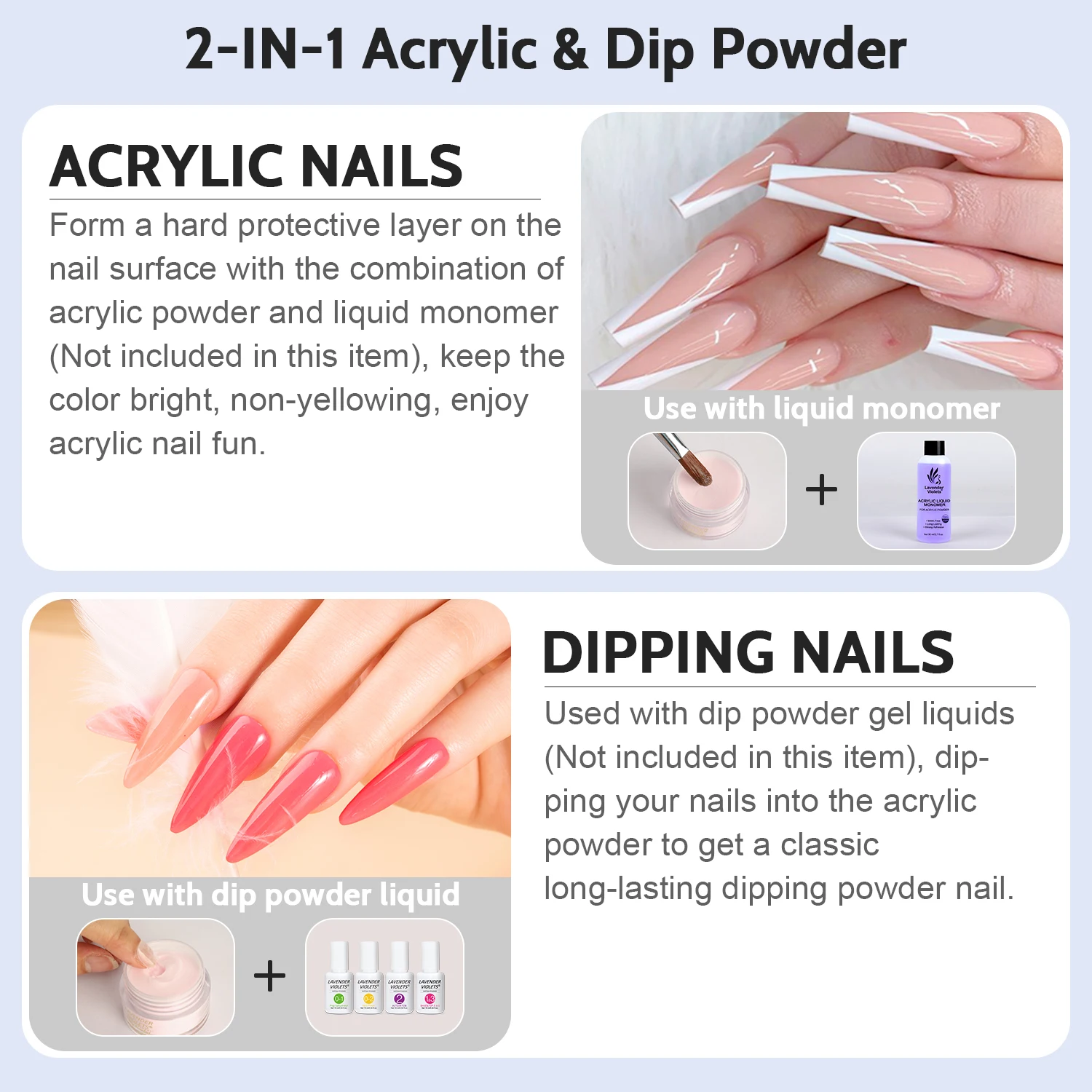 1.06oz/30g Clear Color Acrylic Powder & Dip powder 2 in 1 Use for Nail Extension Carving Salon Nail Art Manicure nail powder,acrylic nail powder