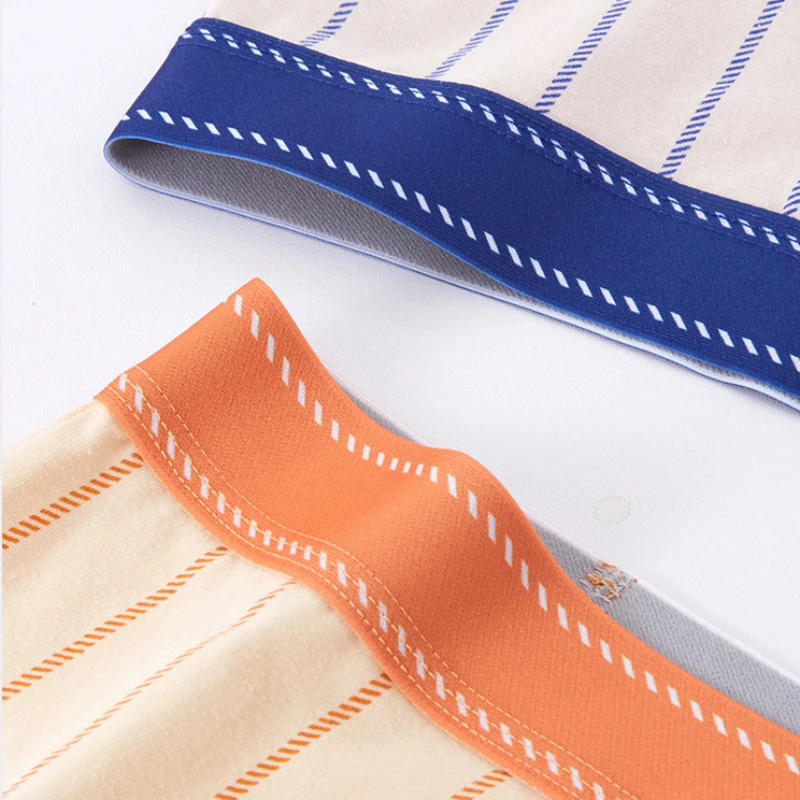 4PCS Teens Cotton Soft Antibacterial Panties for Boys Striped Sporty Knickers Thin Breathable Briefs 7+y Young Child Underwears