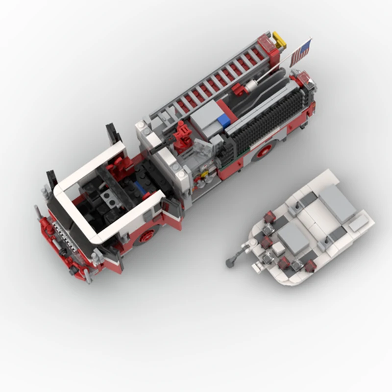 Moc nový york oheň brigáda motor 34 modelka  budova bloků auto série technologie cihly DIY spojování hraček pro děti dar