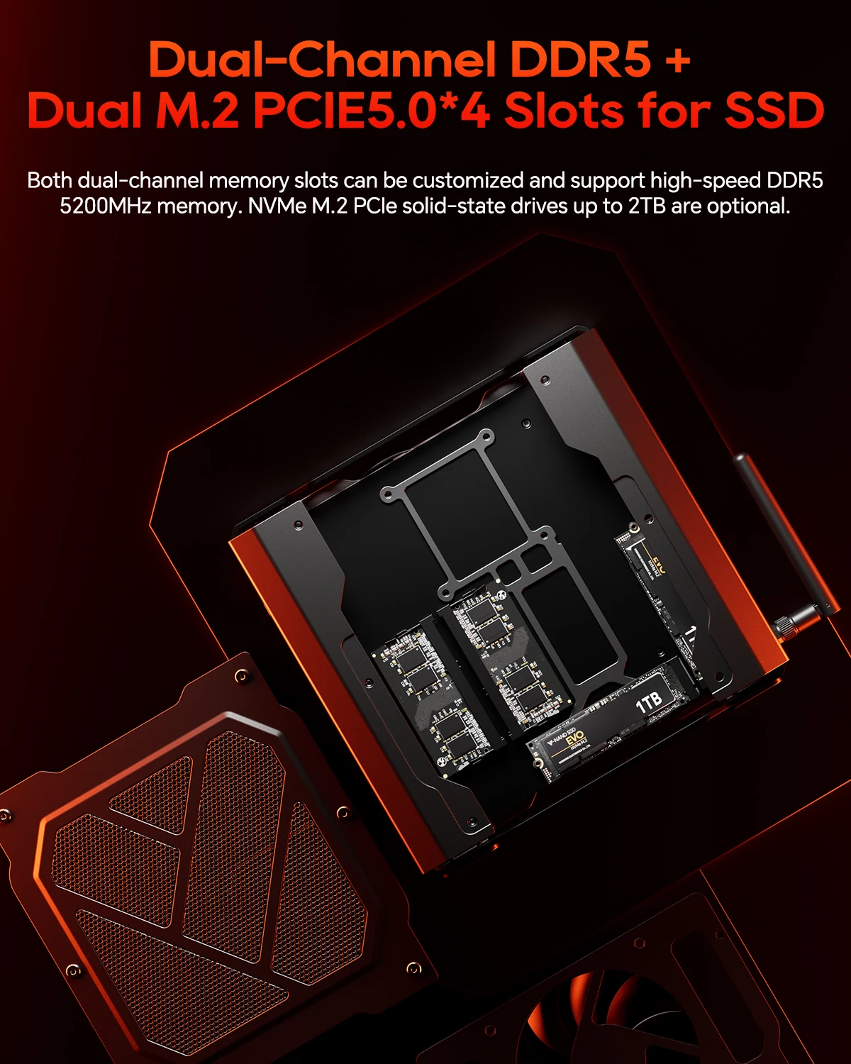 AOOSTAR GODY Mini PC Gamer AMD Ryzen 9 7940HX+RX7600XT WiFi7