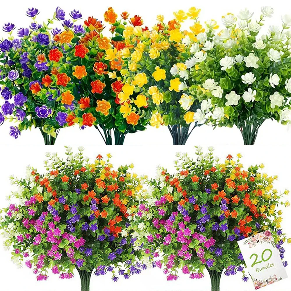 UV Resistant Artificial Flower Bundle for Indoor & Outdoor Decor