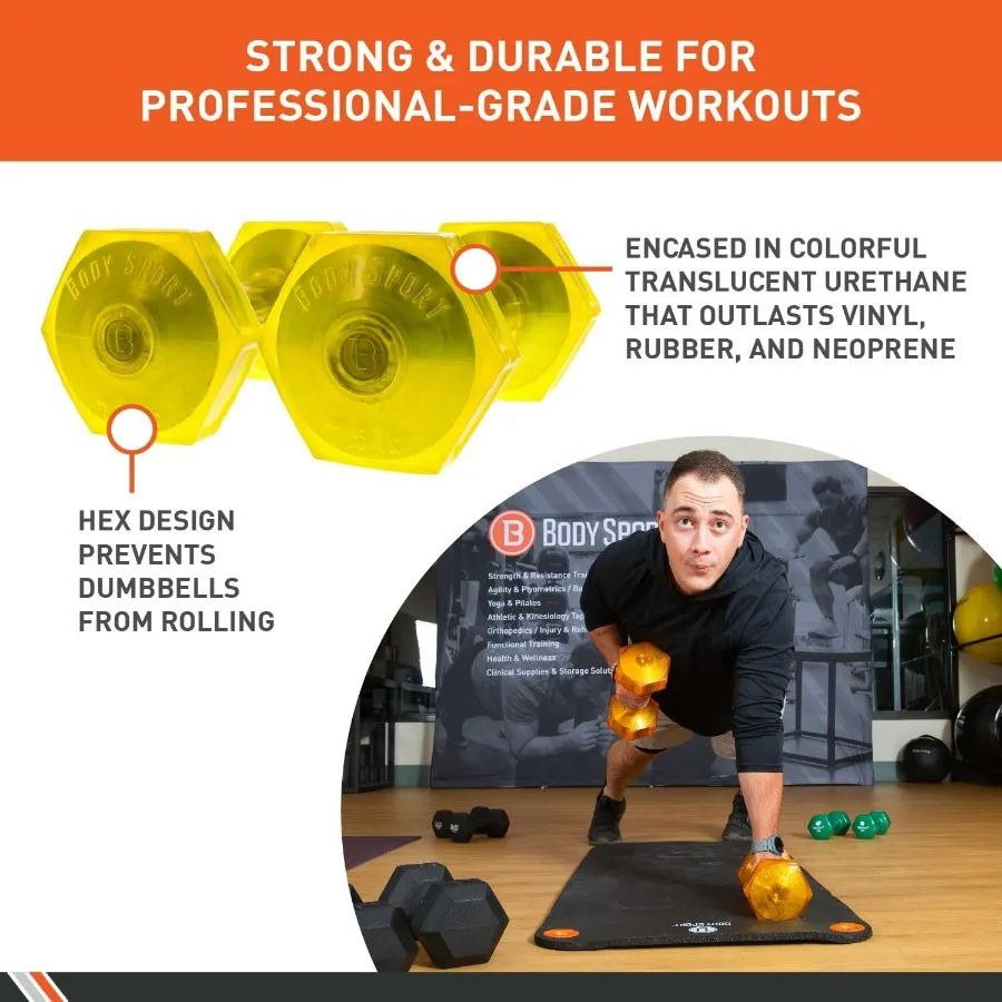 Urethane Aerobic Dumbbells Pair, Premium Hand Weights with Solid Steel Core & Ergonomic Gel Coating for Fitness Training & Stren