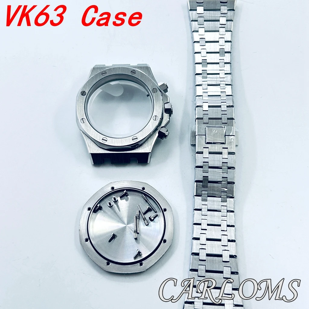 42mm AP VK63 VK64 Watch Case Quartz Movement Parts Silver Solid