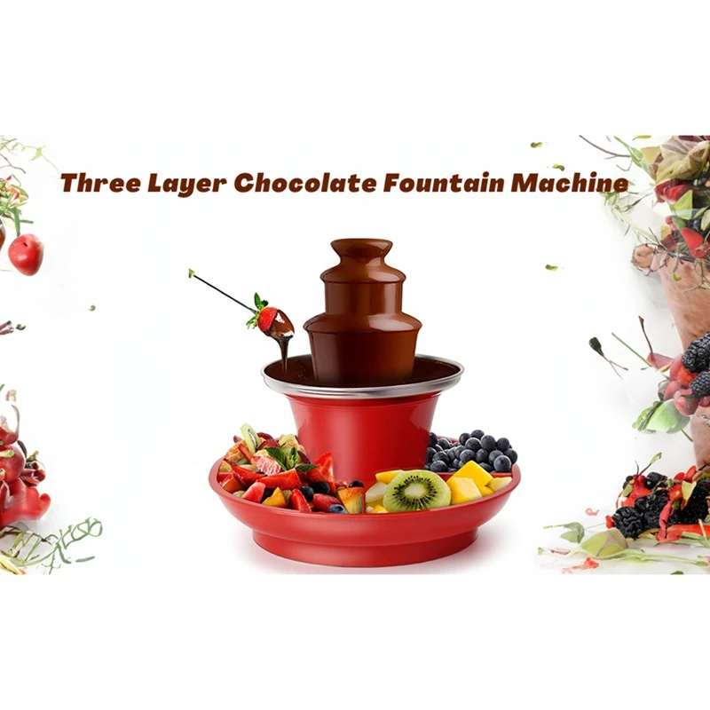 Three Layer Chocolate Fountain Machine Detachable Mini Nostalgia Melting Chocolate Fondue Melt Fondue EU PLUG