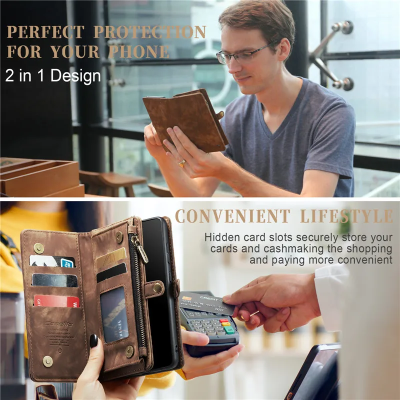 Detachable Magnetic Leather Wallet Case For Samsung Phones 19