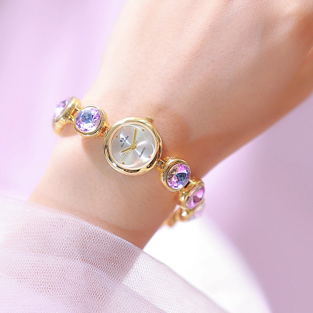 BS Brand New Women's Watches Fashion Luxury Original Inlaid Diamond Bracelet Quartz Ladies watch Waterproof Women Gold Clock