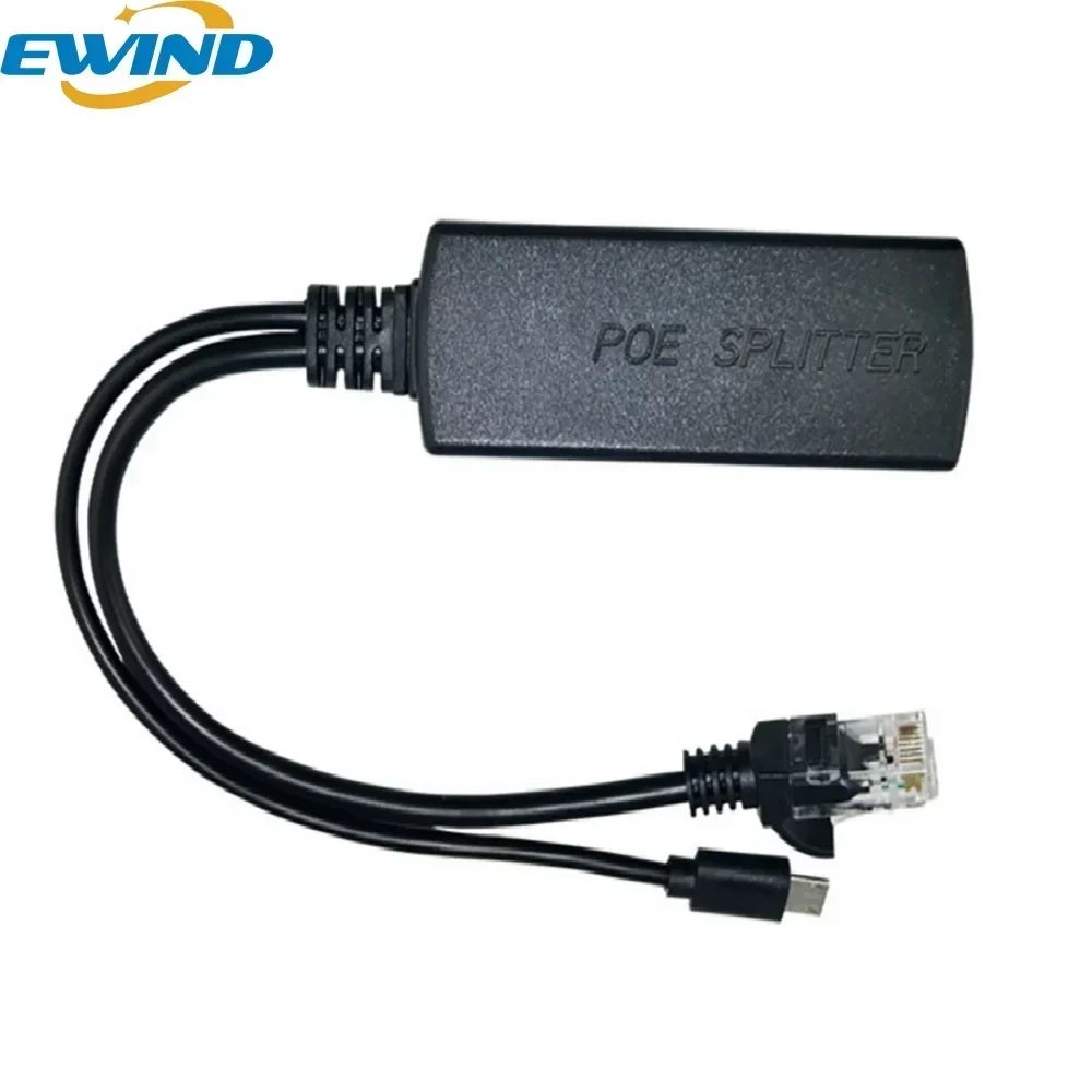 EWIND 기가비트 POE 분배기, 마이크로 USB, C타입, DC 10, 100, 1000Mbps, 이더넷 전원, 절연 POE  브레이크아웃 케이블, 48V 5V 12V