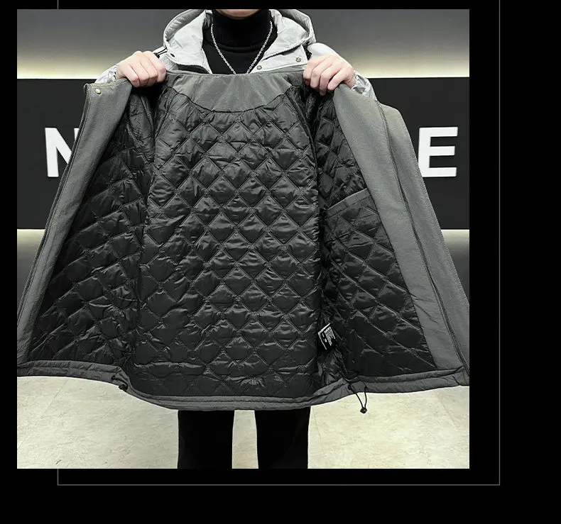 Lässige Herren-Kapuzenjacken mit Baumwollfüllung 2026 Herbst Winter Einfarbige Winddichte Dicke Mäntel Outdoor Warme Oberbekleidung Parkas – Detail 12