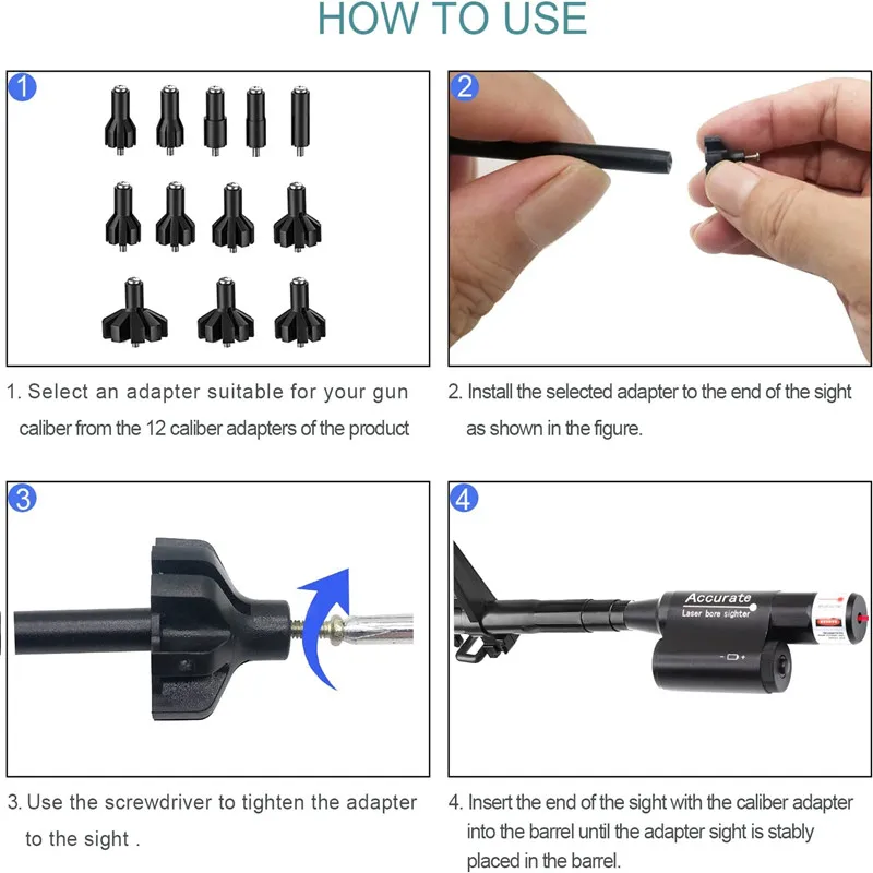 Tactical Laser Bore Sight Kit .177 .22 to .78 Caliber Universal Laser Collimator Pointer Boresighter(18 adapter)