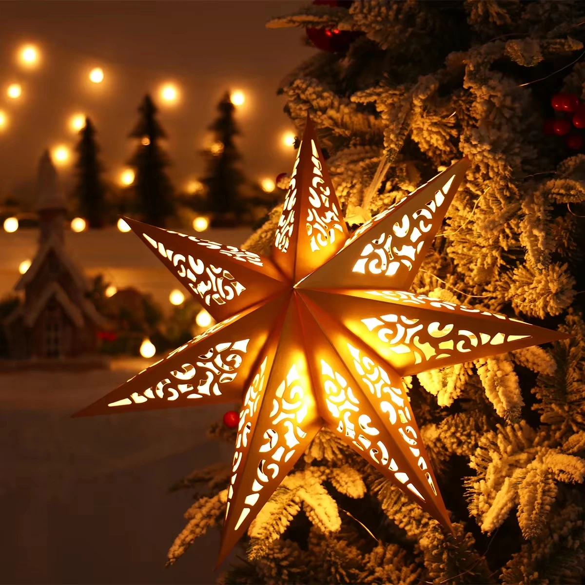 Hollow Star Hanging Pendants Christmas Decoration for Home Navidad Natal Noel Gifts Christmas Ornaments New Year