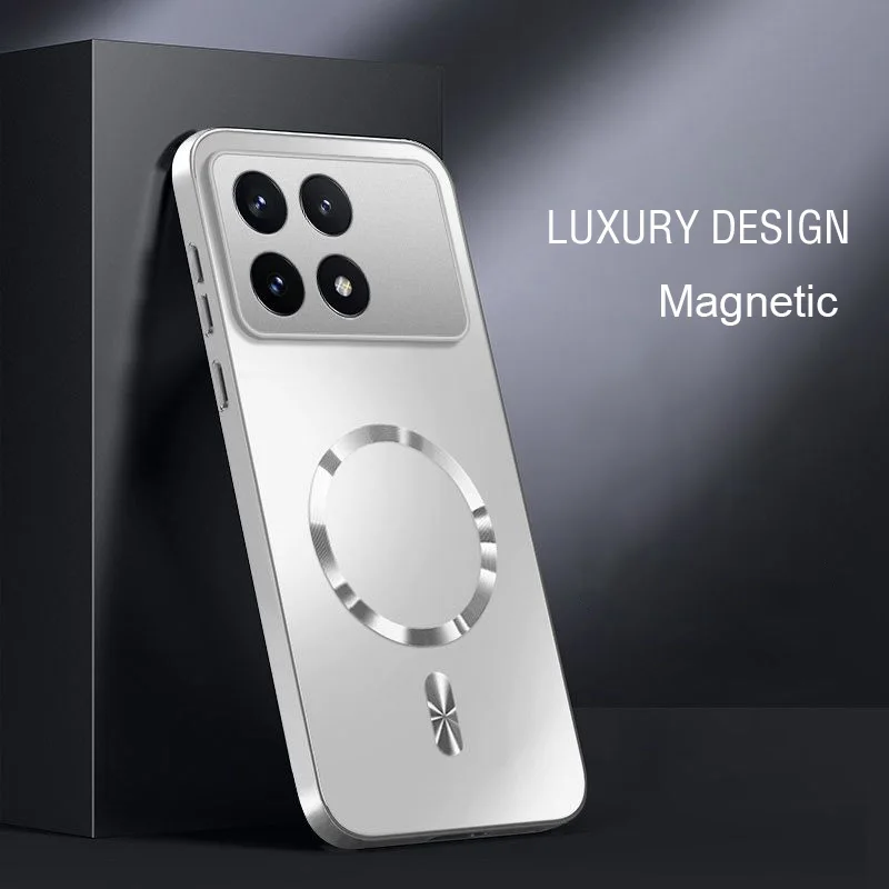 AG Magnetic Matte Silicone Wireless Charging Shockproof Case with Hard PC Bumper