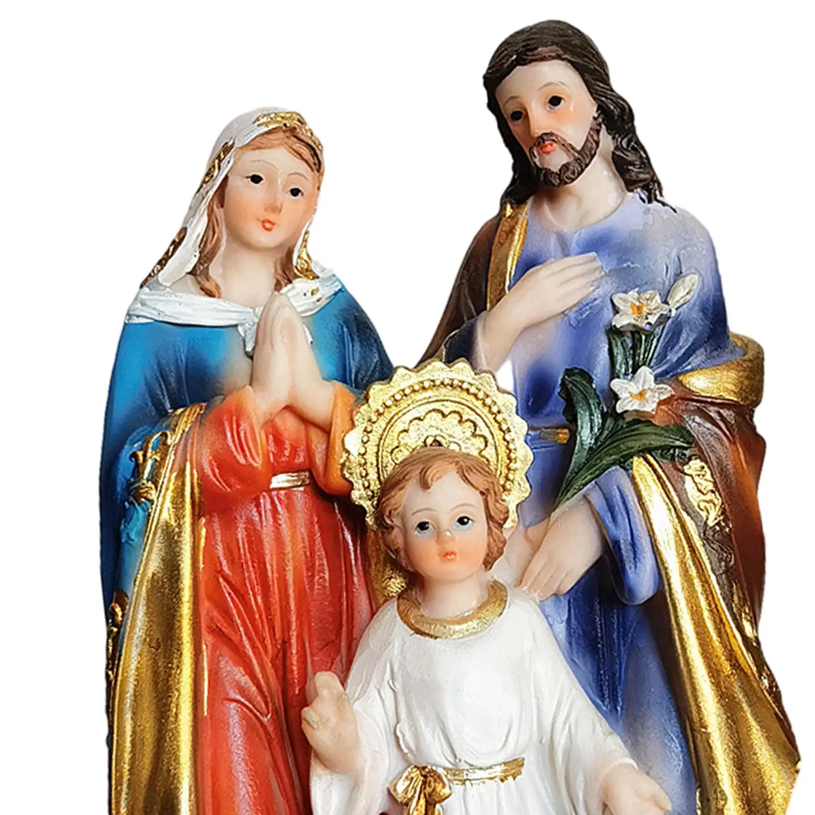 Holy Family Indoor Statue Mary Joseph Jesus Figures Holy Family with Child Figurine for Shelf Car Desk Table Party