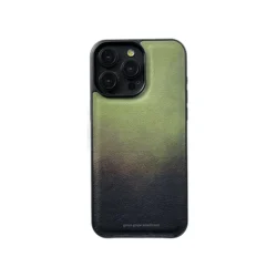 Elegant Gradient Green & Black Imitation Leather Protective Phone Case - iPhone 12 Pro (MULTI)