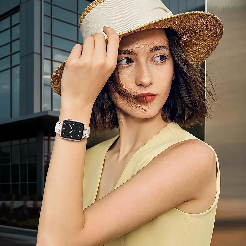 애플 워치용 실리콘 스트랩, 각인 밴드 시리즈 7, 8, 9, 41mm, 45mm, 38, 49, 42mm, 여성용 팔찌, 아이워치 6, 5, 4, Se, 44, 40mm 울트라용