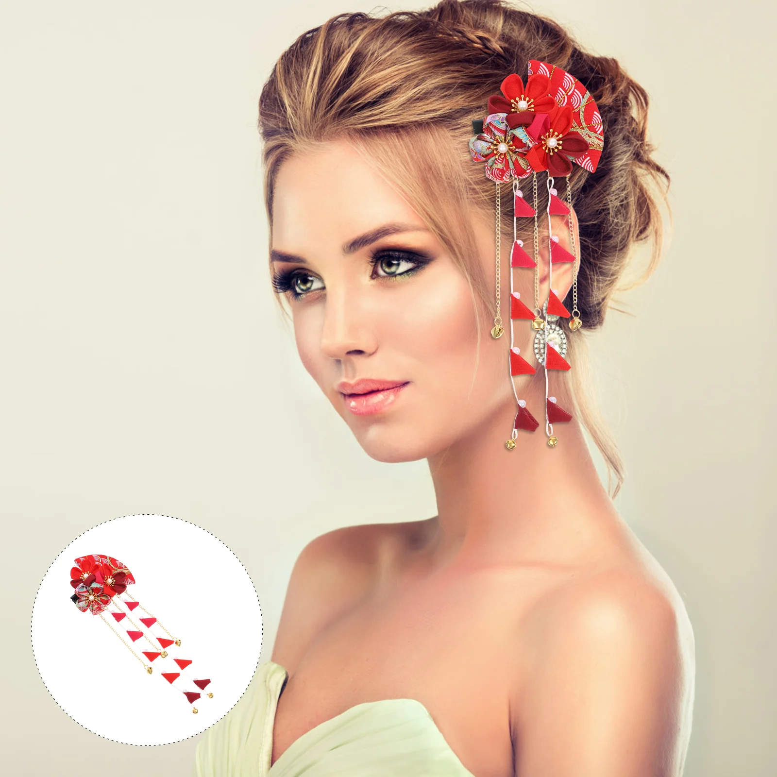

Minkissy Hair Stick Hair Pin Japanese Style Hair Clip Tassel Hair Ornament Tie Band Clip Flower Hairpin Womens Girls