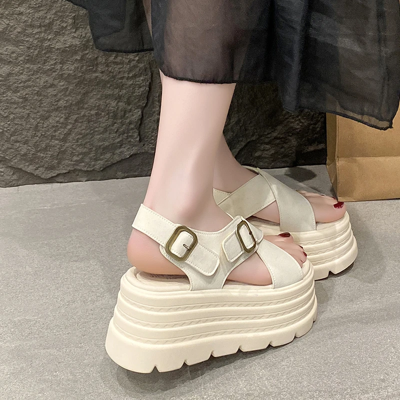 Summer Women Canvas Thick Sole Sandals New 2024 Peep Toe