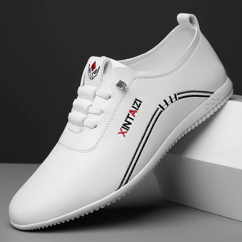 2024 casual men leather shoes Versatile Business White footwear Fashion anti slip comfortable loafers male new lightweight flat 1