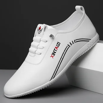 2024 casual men leather shoes Versatile Business White footwear Fashion anti slip comfortable loafers male new lightweight flat 1