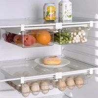 Drawer Type Food Storage Box for Refrigerator Clear Fruit Organizer Rack Holder Under Shelf Slide Plastic Kitchen Container 2