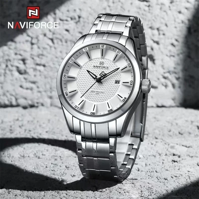 NAVIFORCE NF8032 Mens Business Casual Waterproof High Quality Stainless Steel Band Quartz Watches for Men Relogio Masculino 4